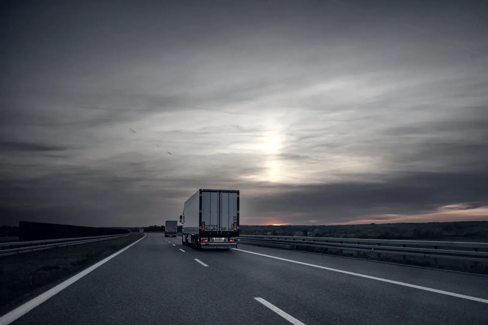 Truck on the motorway at dusk