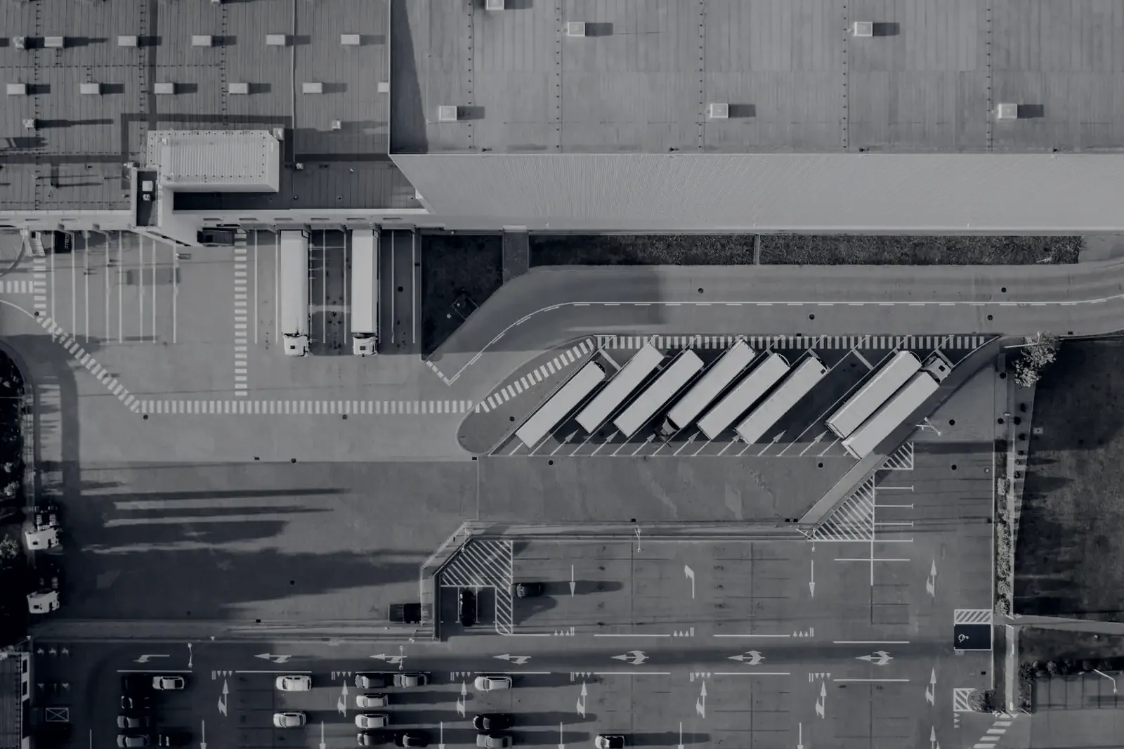 Aerial view of a logistics hub